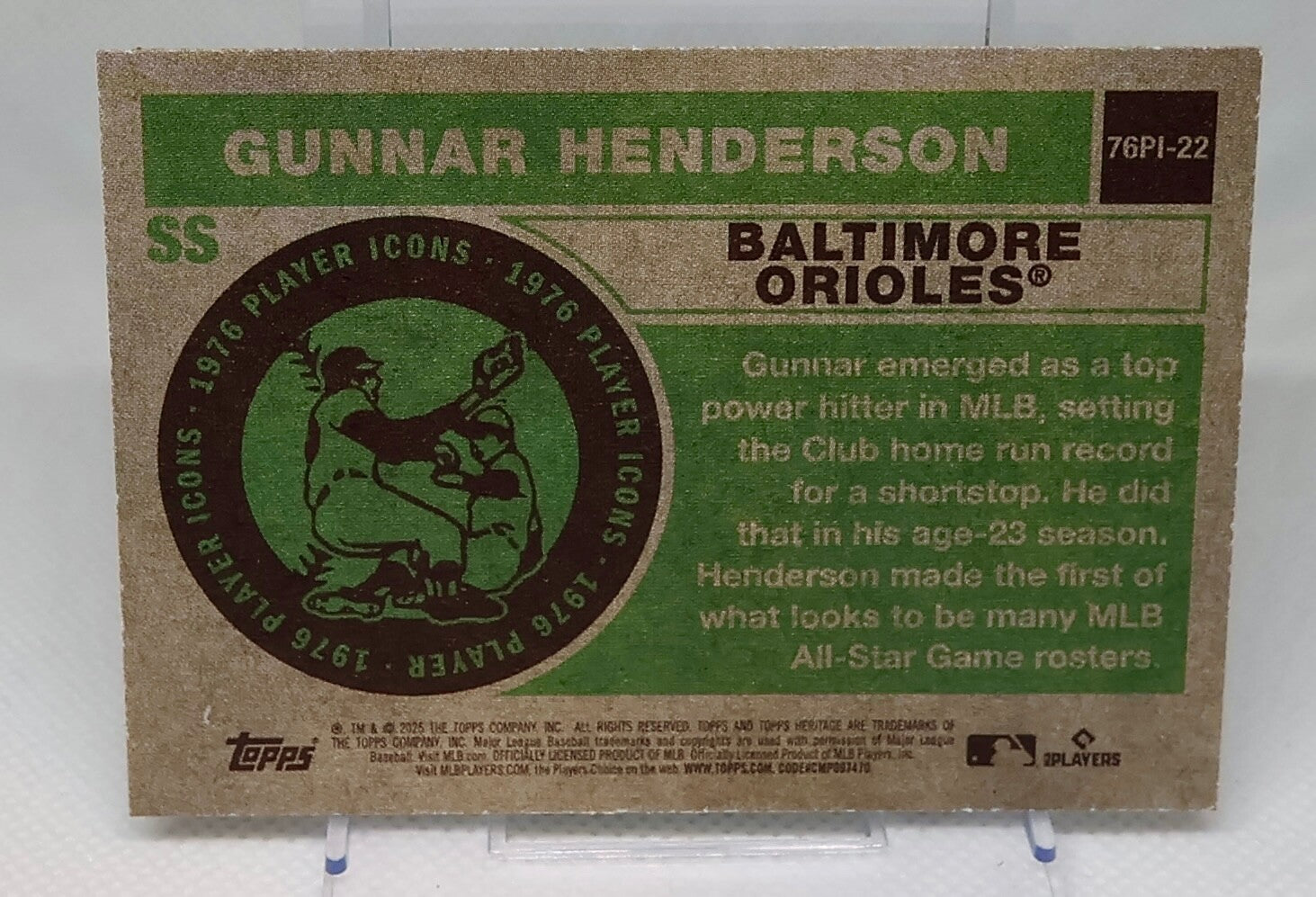 2025 Topps Heritage 1976 Player Icons Gunnar Henderson Orioles Short Print SP