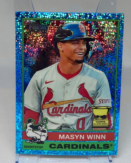 2025 Topps Heritage - Masyn Winn #103 Chrome Light Blue Sparkle Refractor