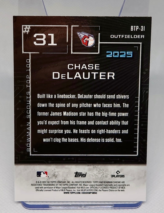 2025 Bowman - Bowman Scouts Top 100 Chrome Chase Delauter #BTP-31 (RC)