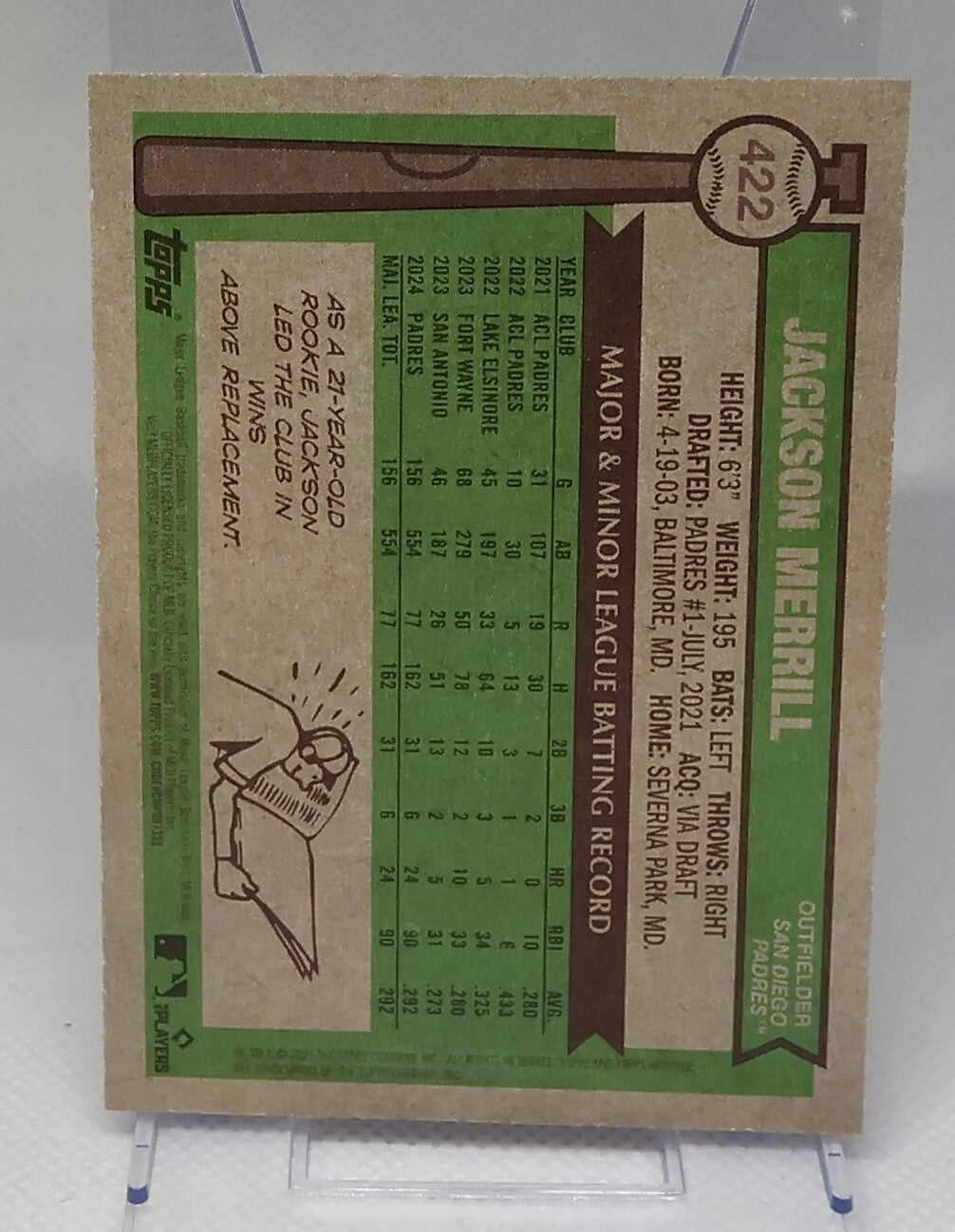 2025 Topps Heritage Jackson Merrill SP Blue Border #422 Padres