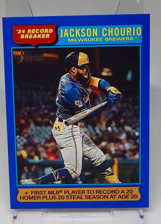 2025 Topps Heritage '24 Record Breaker Dark Blue Jackson Chourio #5 Milwaukee