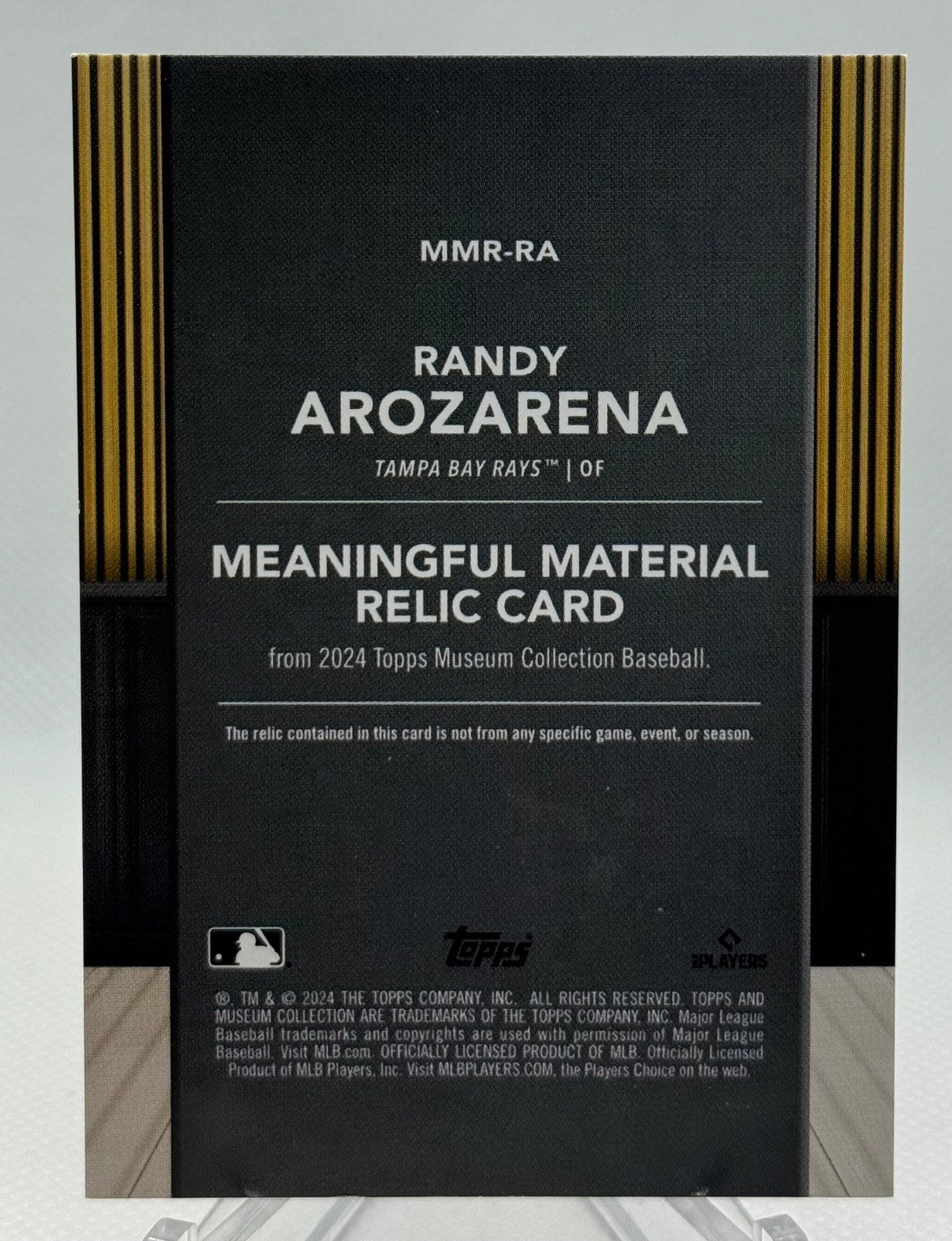 2024 Topps Museum Collection Meaningful Material Relic Randy Arozarena Blue /99